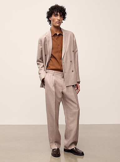 Le pantalon lin et laine responsable beige <b>Coupe relaxe</b>