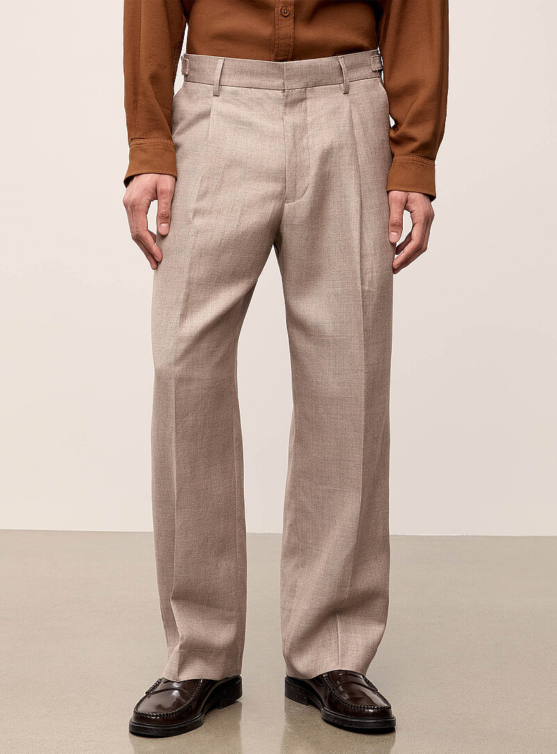 NN. 07 Taupe Beige responsible wool and linen pant <b>Relaxed fit</b> for men