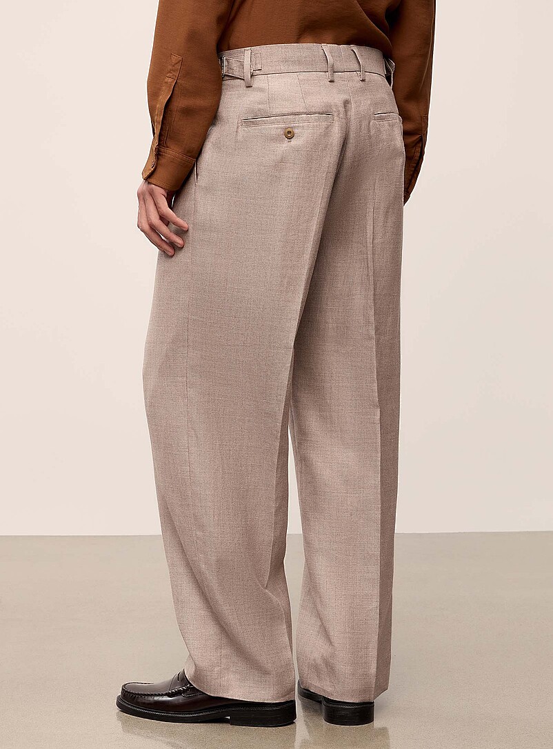 NN. 07 Taupe Beige responsible wool and linen pant <b>Relaxed fit</b> for men