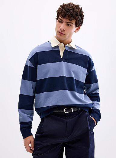 NN. 07 Blue David striped rugby polo for men
