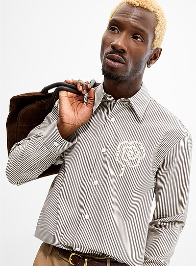La chemise ray&eacute;e fleur trac&eacute;e Quinsy <b>Coupe r&eacute;guli&egrave;re</b>