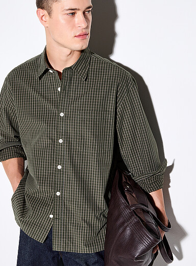 NN. 07 Green Boreal check shirt <b>Relaxed fit</b> for men