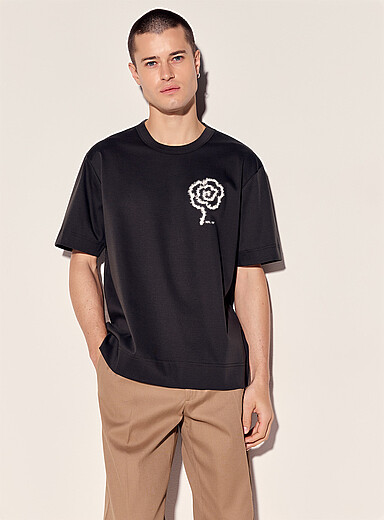 NN. 07 Mossy Green Traced flower T-shirt for men