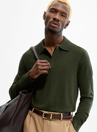 NN. 07 Green Emerson pure merino wool polo for men
