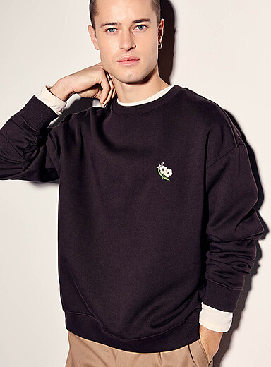 NN. 07: Le sweat broderie logo floral Brun pour homme