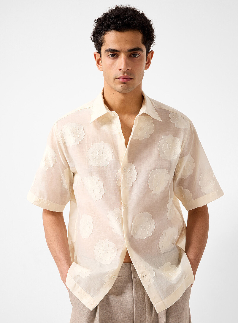 Embroidered Flower Organza Shirt
