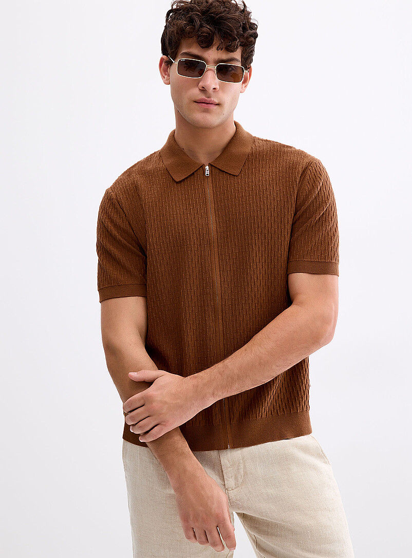 Gustav Polo-Collar Zipped Cardigan