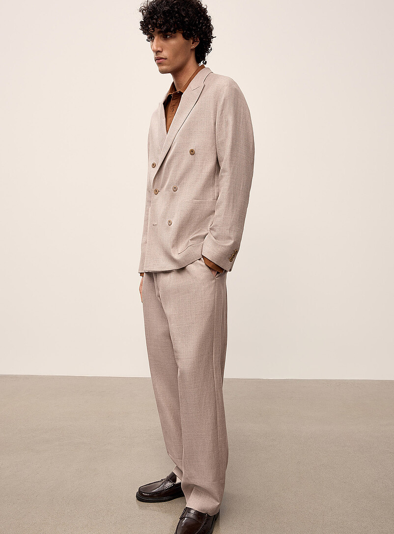 Double-breasted linen and wool suit jacket product image 2
