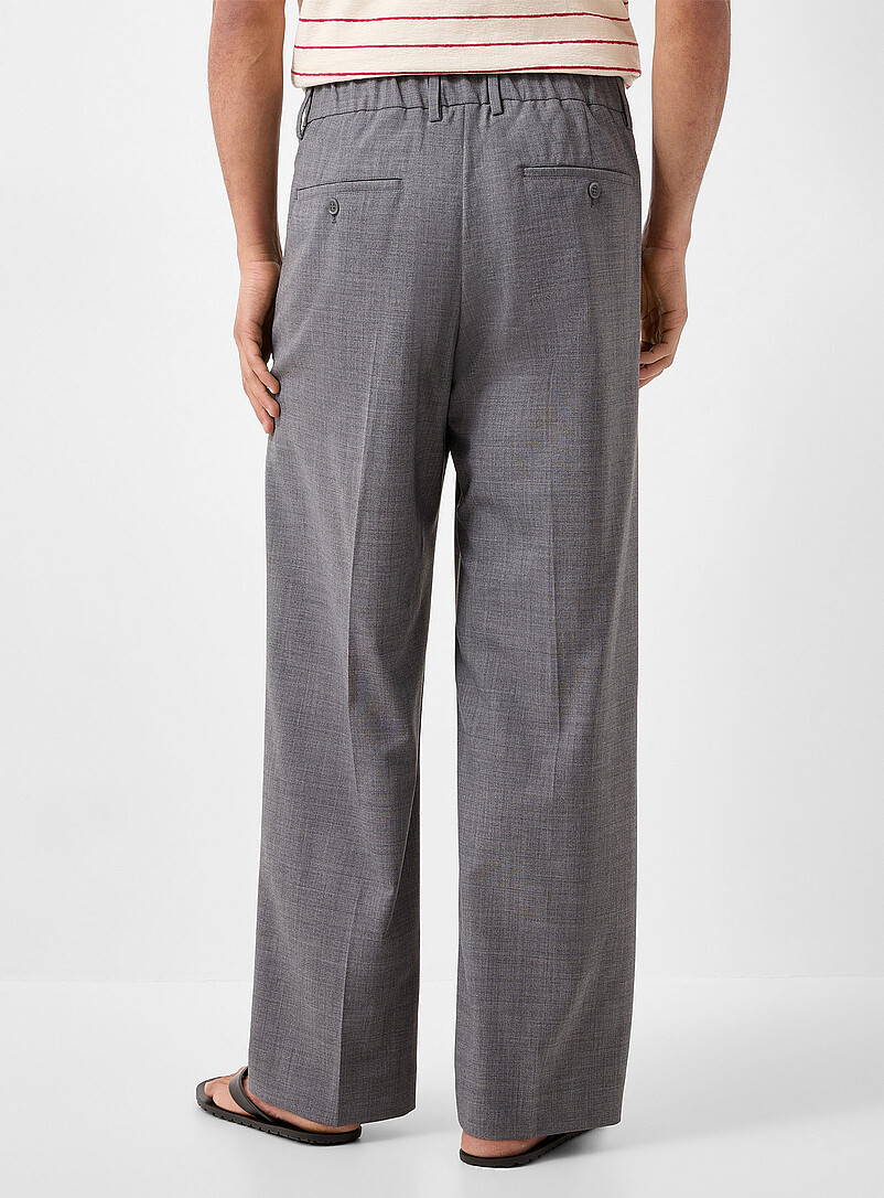 Elastic-waist pleated grey pant Relaxed fit product image 3