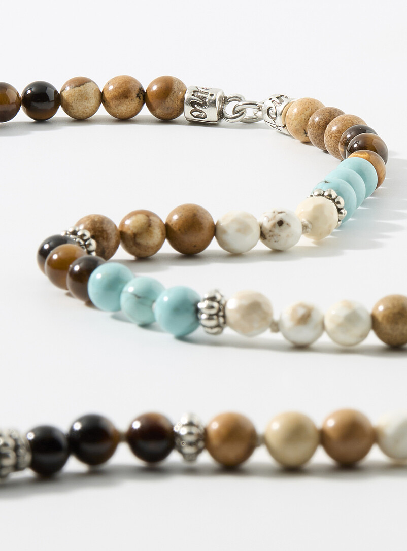 Mancino: Le collier billes pendentif pampille Sarcelle - Turquoise pour homme