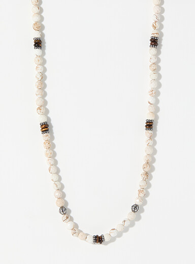 Mancino White Natural stone necklace for men
