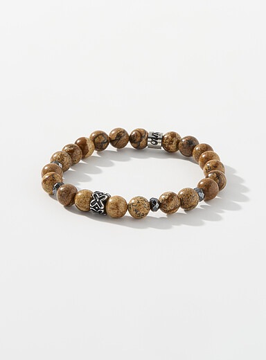Marbled-bead elastic bracelet