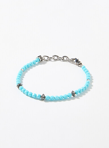 Mancino Patterned Green Natural stone mini-bead bracelet for men