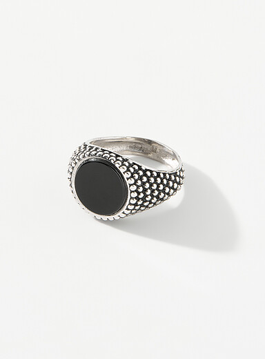 Mancino: La bague signet agate noire Argent pour homme