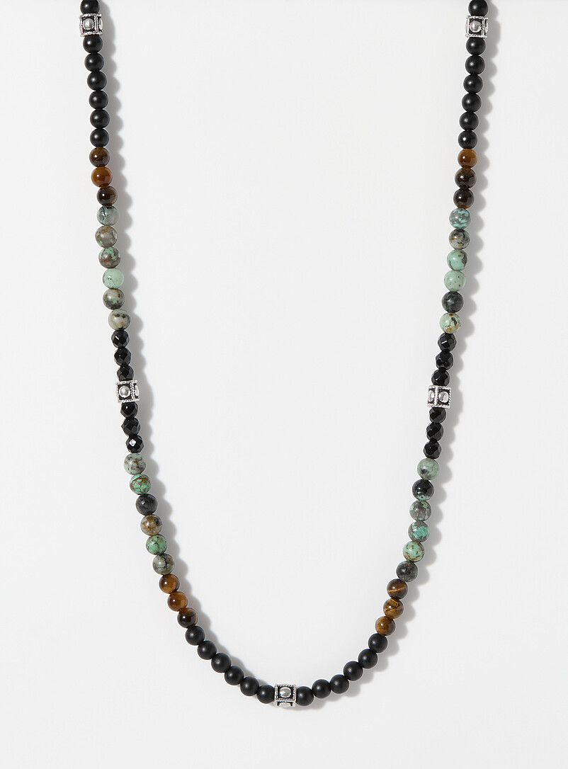Metallic-accent small-bead necklace product image (primary)
