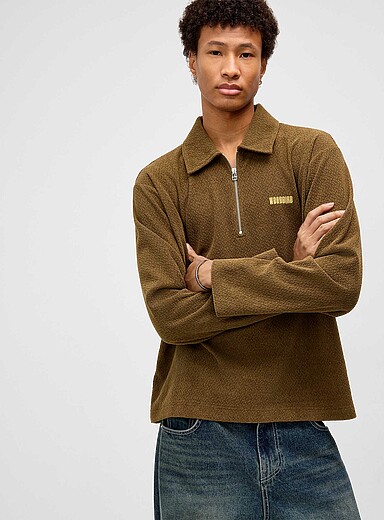 Le polo &agrave; col zipp&eacute; tricot textur&eacute; Hiro