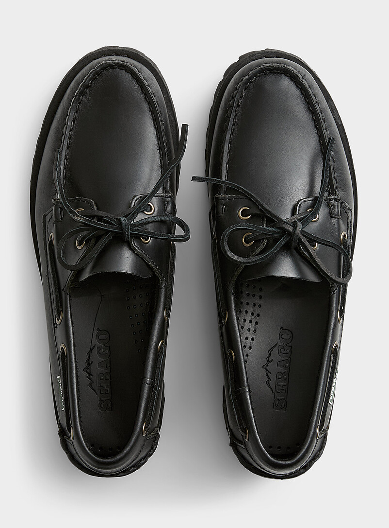 Sebago: La chaussure bateau Ranger Waxy noire Noir pour homme