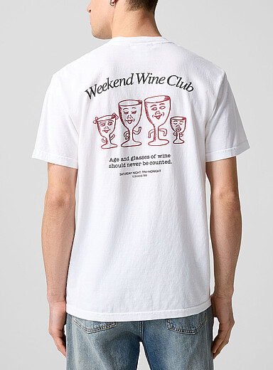 Beams: Le t-shirt imprim&eacute; Weekend Wine Club Blanc pour homme