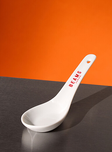 Beams: La cuill&egrave;re &agrave; soupe logo rouge Blanc &agrave; motifs pour homme