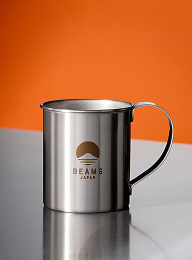 Beams Silver Logo stainless steel mug for men