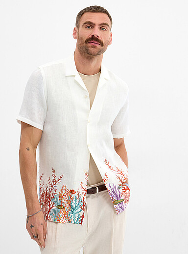 La chemise pur lin coraux Vega <b>Coupe r&eacute;guli&egrave;re</b>