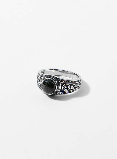 Clocks and Colors Silver Socrates ring for men