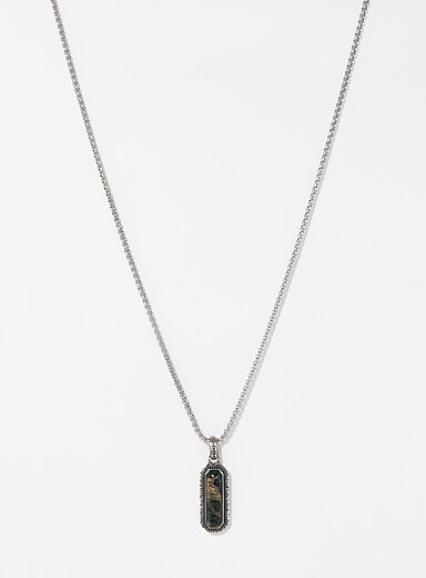 Clocks and Colors Silver Seneca pendant necklace with Kambaba jasper for men