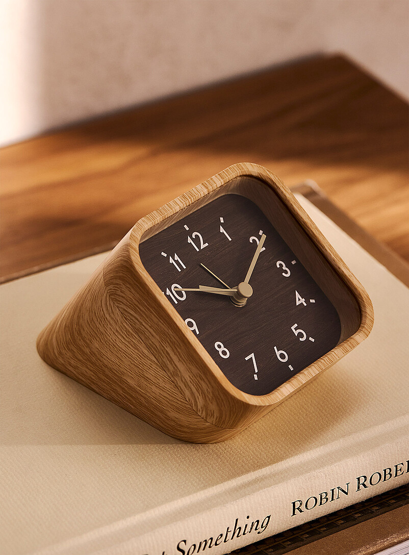 Faux-wood table clock product image 2