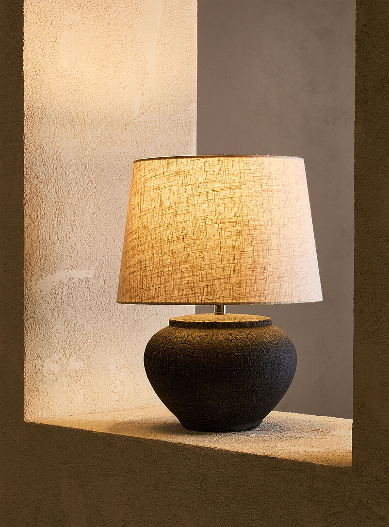 Terracotta table lamp and pure linen lampshade product image (primary)