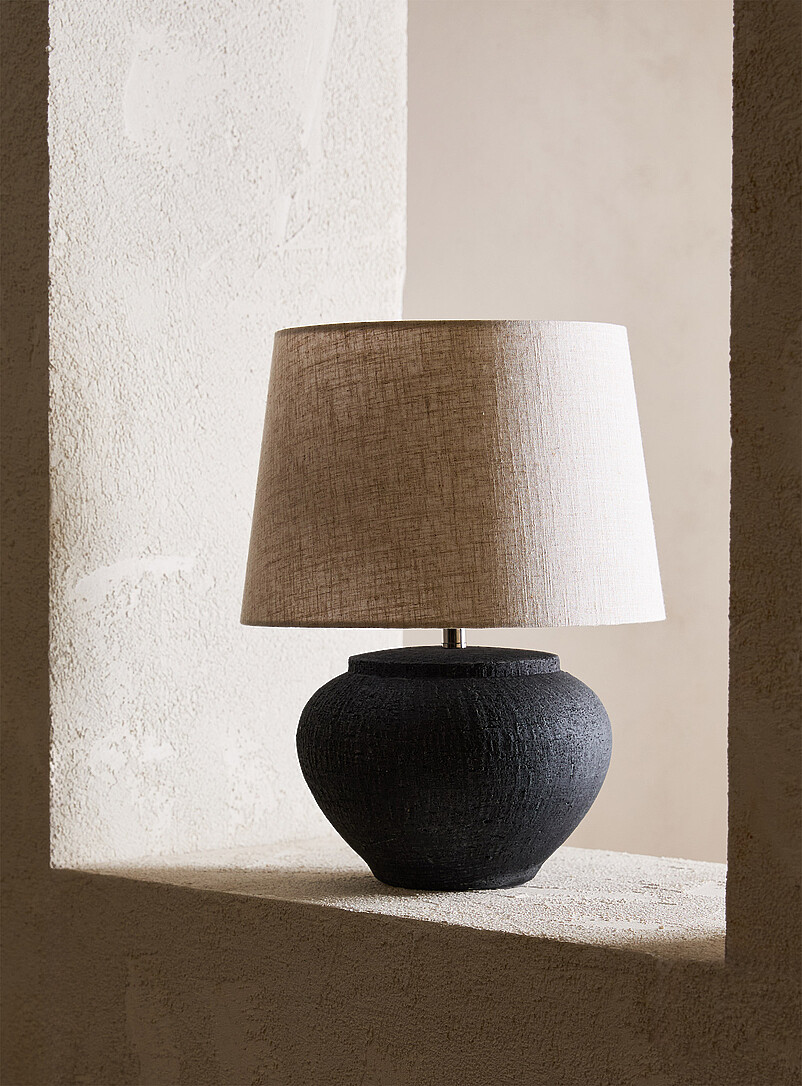 Terracotta table lamp and pure linen lampshade product image 2