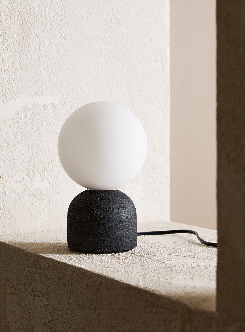 Terracotta table lamp and spherical lampshade product image 2