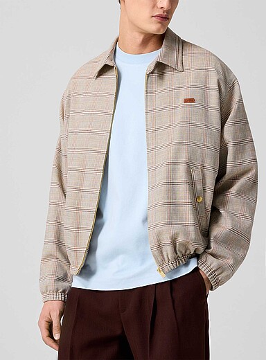 Dr&ocirc;le de Monsieur: Le blouson Dr&ocirc;le &agrave; carreaux Ivoire - Beige cr&egrave;me pour homme