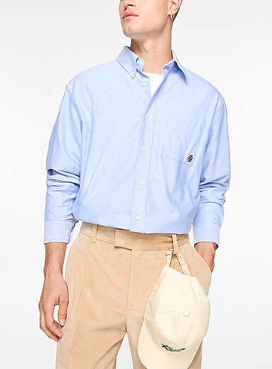 Dr&ocirc;le de Monsieur: La chemise oxford petit logo Bleu p&acirc;le - Bleu ciel pour homme