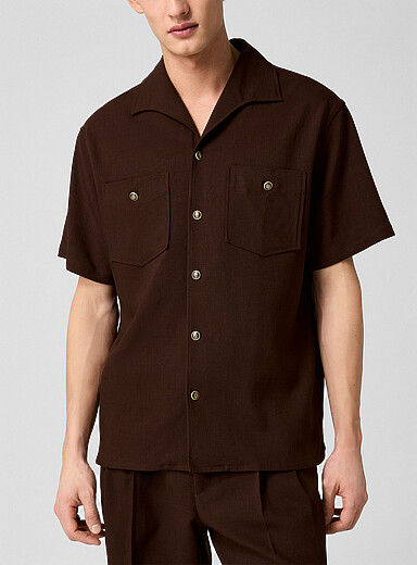 Cuban collar shirt with pockets