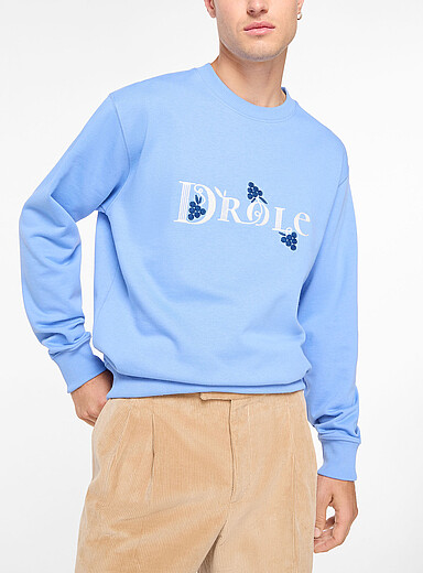 Dr&ocirc;le de Monsieur: Le sweat logo grappes de raisins Bleu pour homme