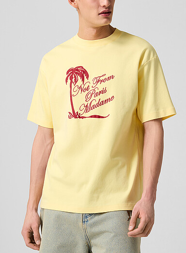 Dr&ocirc;le de Monsieur Corn/Vanilla Yellow Palm trees slogan T-shirt for men