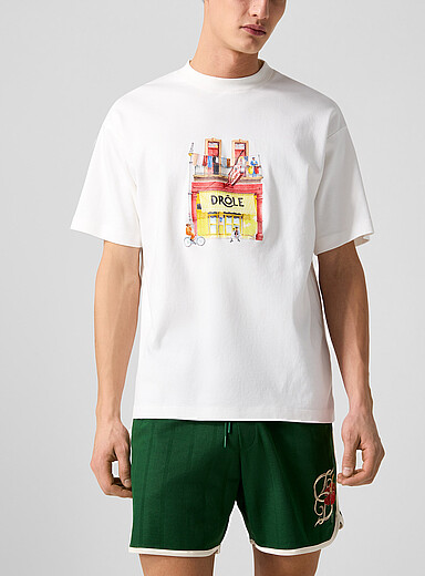 Dr&ocirc;le de Monsieur: Le t-shirt Dr&ocirc;le Caf&eacute; Ivoire - Beige cr&egrave;me pour homme