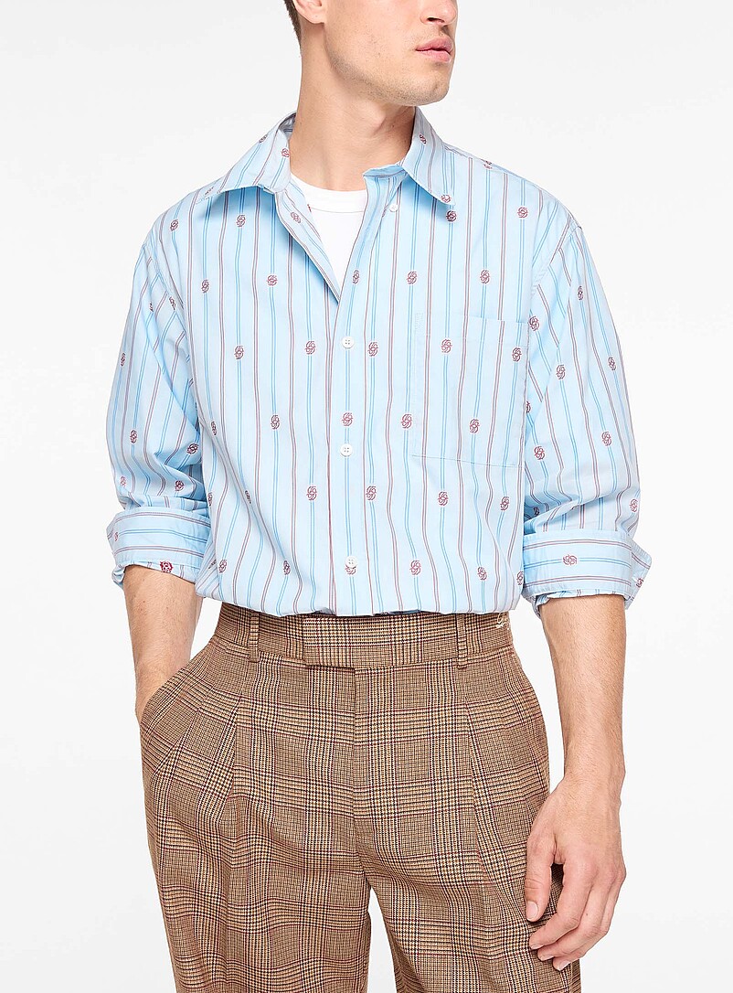 Repeated logo striped shirt product image (primary)