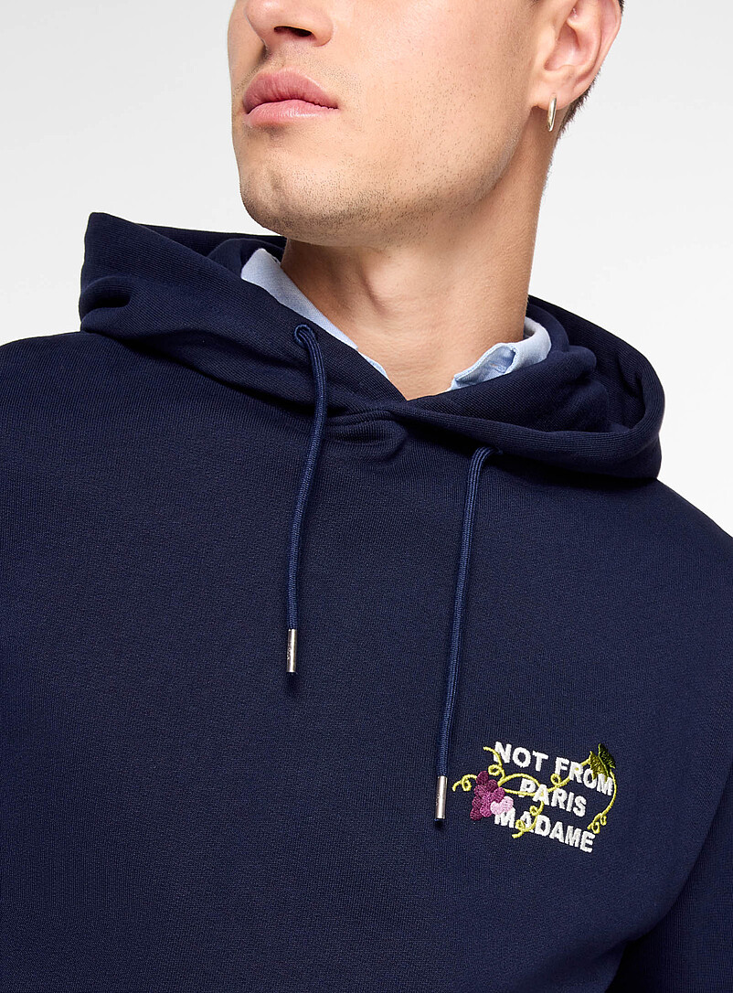 Decorative slogan navy hoodie product image 2