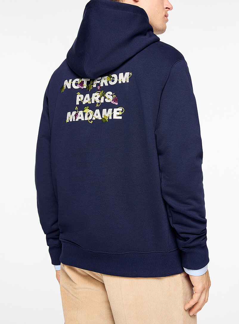Decorative slogan navy hoodie product image 3