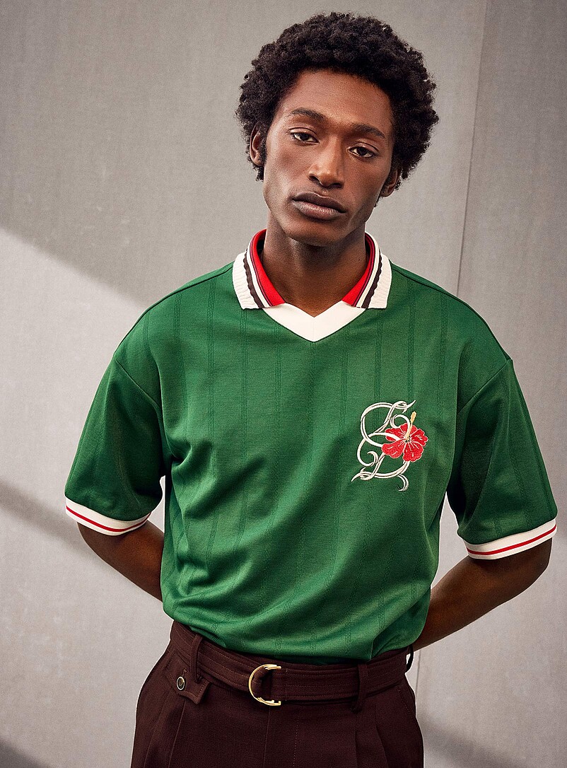 Hibiscus Embroidered Soccer Jersey