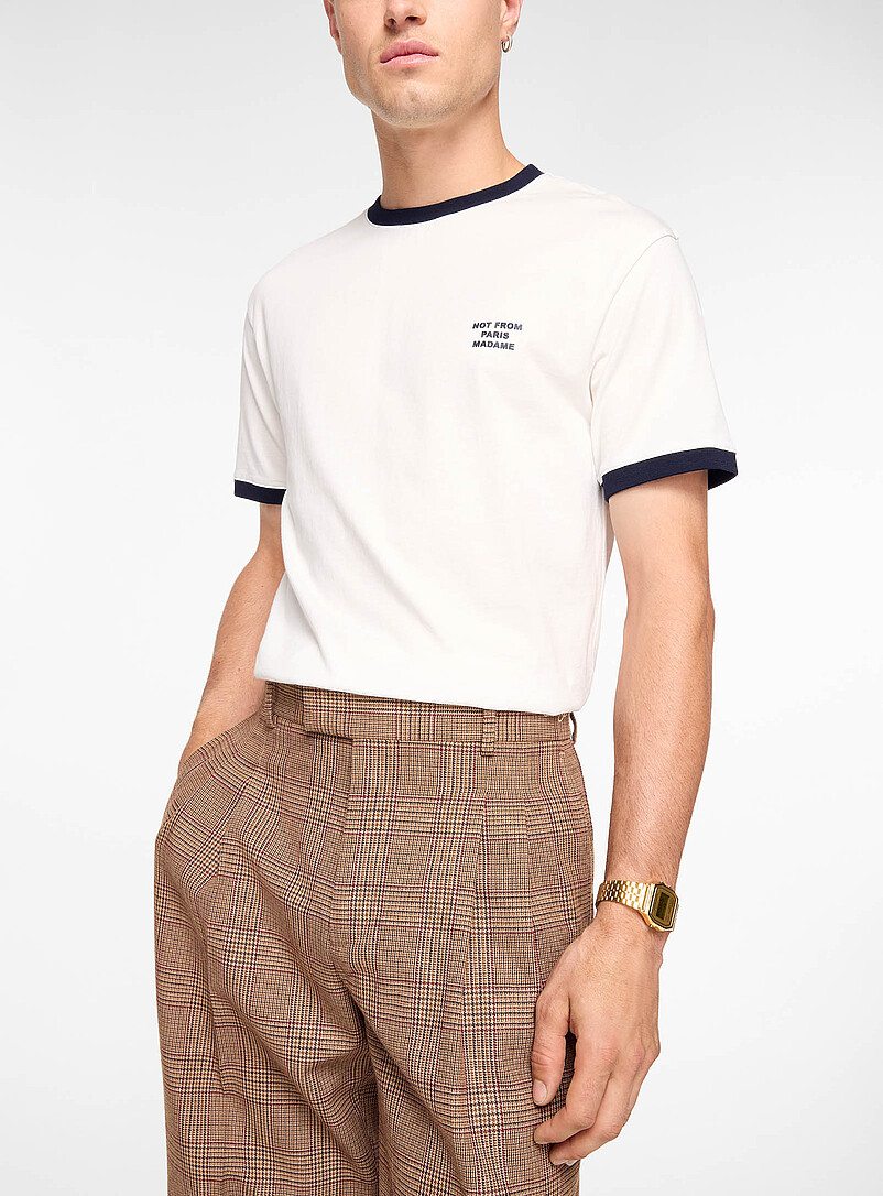 Small slogan contrast trim T-shirt product image (primary)