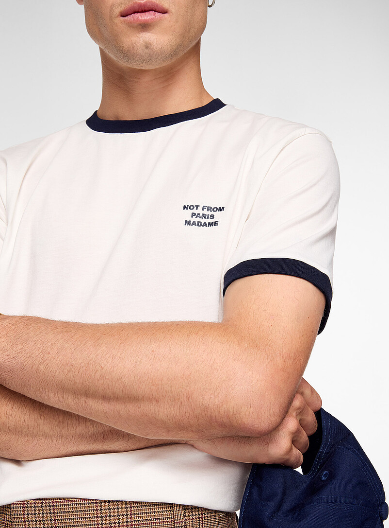Small slogan contrast trim T-shirt product image 2