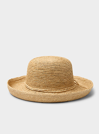 Rolled-hem raffia hat <b>Exclusive collection from Italy</b>