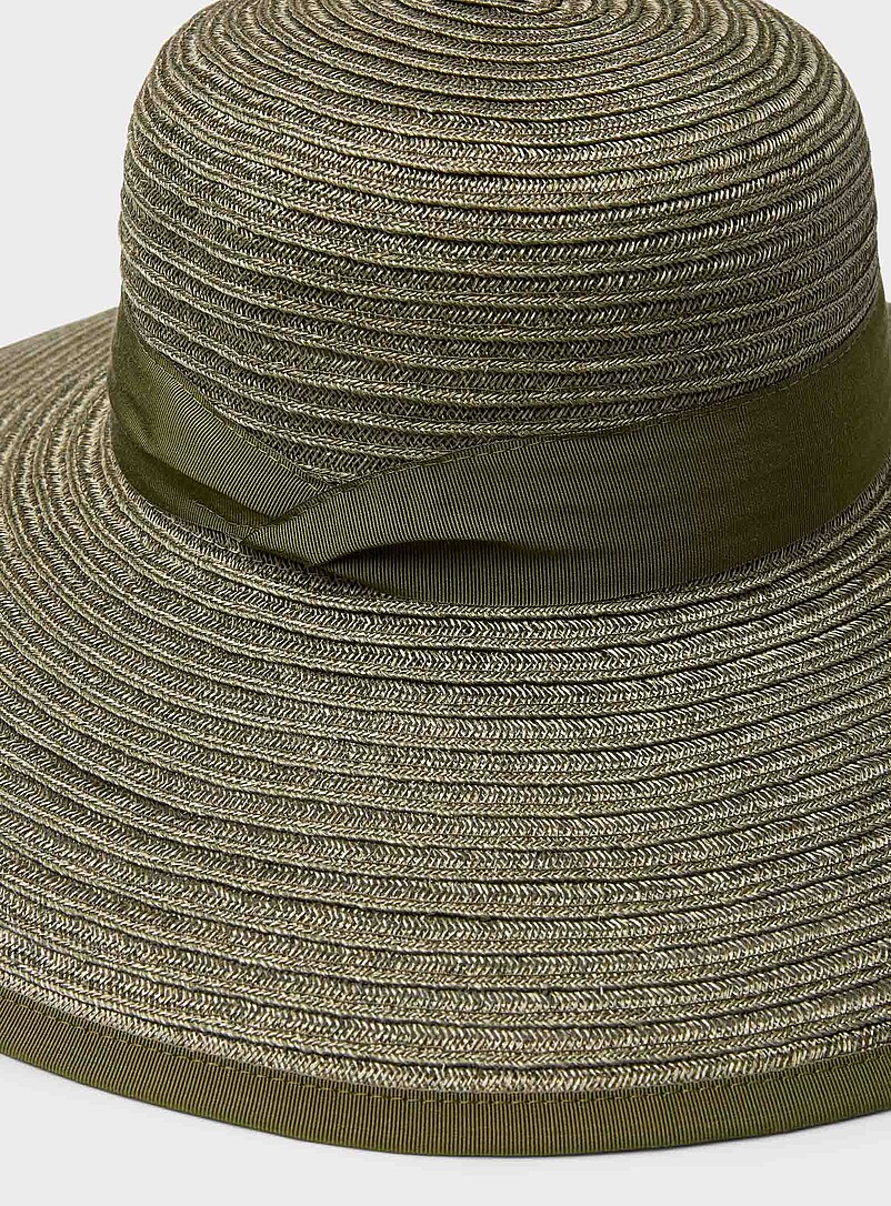 Simons: Le chapeau en chanvre &agrave; rayures diaphanes <b>Collection exclusive d'Italie</b> Blanc cass&eacute; pour femme
