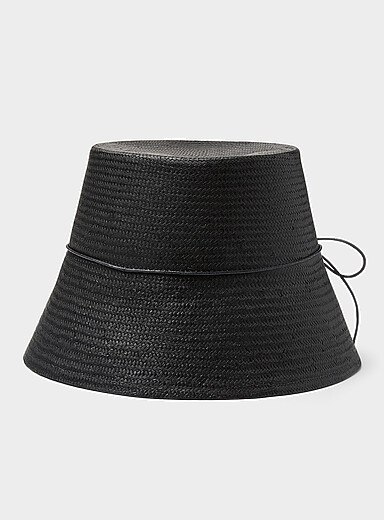Fine bow straw straight cloche hat <b>Exclusive collection from Italy</b>