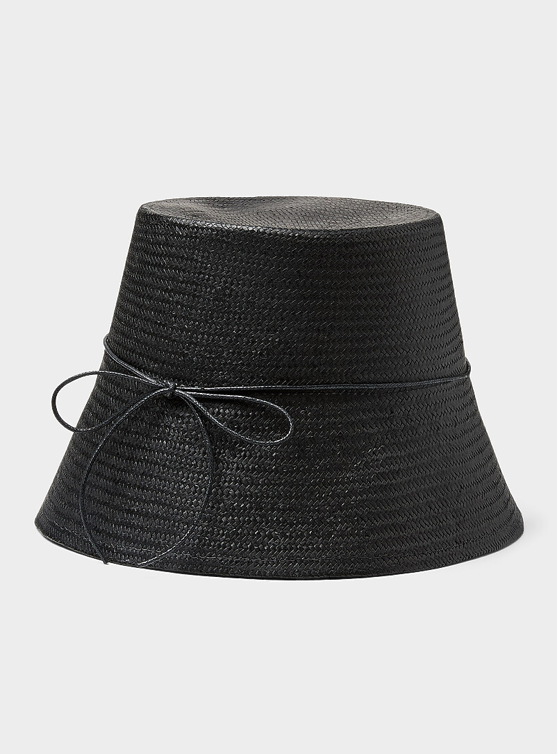 Fine bow straw straight cloche hat Exclusive collection from Italy product image 2