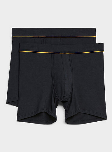 Harry George: Les boxeurs longs tout confort ligne brune 4 po Modal Emballage de 2 Bleu marine - Bleu nuit pour homme