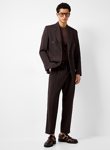 Virgin wool blend pleated pant