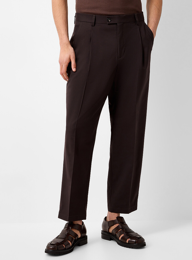 Be Able Brown Virgin wool blend pleated pant for men